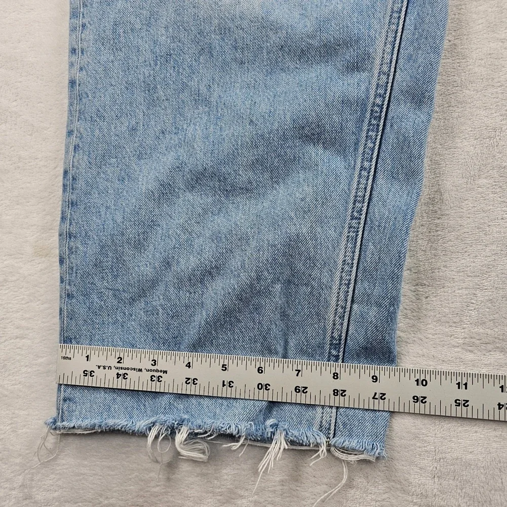 Madewell The Darted Barrel-Leg Jean Womens 32 Boho Distressed Raw Fray Hem Relax